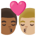 👨🏾‍❤️‍💋‍👨🏼 kiss: man, man, medium-dark skin tone, medium-light skin tone display on Google